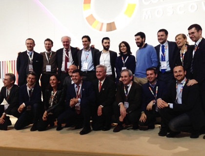 Foto di gruppo della delegazione italiana in chiusura del Global Entrepreneurship Congress a Mosca